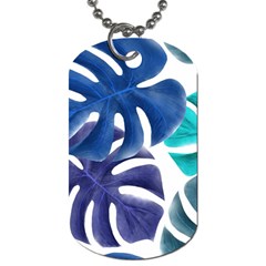 Leaves Tropical Blue Green Nature Dog Tag (two Sides) by Simbadda