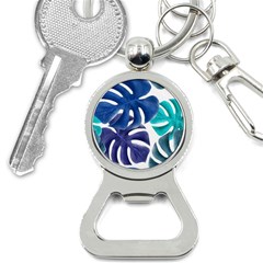 Leaves Tropical Blue Green Nature Bottle Opener Key Chain by Simbadda