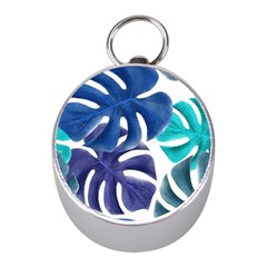 Leaves Tropical Blue Green Nature Mini Silver Compasses by Simbadda