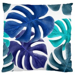 Leaves Tropical Blue Green Nature Standard Flano Cushion Case (one Side) by Simbadda