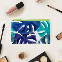 Leaves Tropical Blue Green Nature Cosmetic Bag (xs) by Simbadda