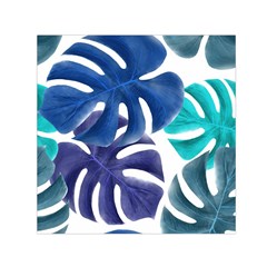 Leaves Tropical Blue Green Nature Small Satin Scarf (square)