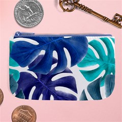 Leaves Tropical Blue Green Nature Large Coin Purse by Simbadda