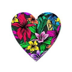 Hibiscus Flower Plant Tropical Heart Magnet by Simbadda