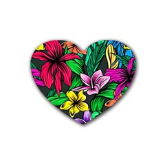 Hibiscus Flower Plant Tropical Heart Coaster (4 Pack)  by Simbadda