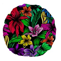 Hibiscus Flower Plant Tropical Large 18  Premium Flano Round Cushions by Simbadda