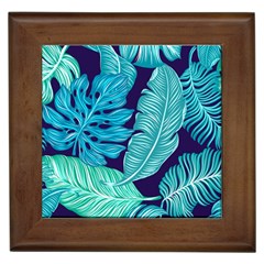 Tropical Greens Leaves Design Framed Tiles by Simbadda