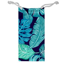 Tropical Greens Leaves Design Jewelry Bag