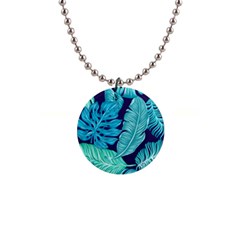 Tropical Greens Leaves Design 1  Button Necklace by Simbadda