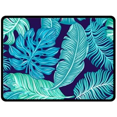 Tropical Greens Leaves Design Double Sided Fleece Blanket (large) 