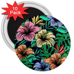 Hibiscus Flower Plant Tropical 3  Magnets (10 pack) 