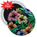 Hibiscus Flower Plant Tropical 3  Magnets (10 pack)  Front