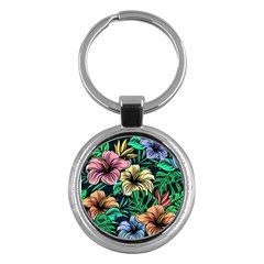 Hibiscus Flower Plant Tropical Key Chain (round) by Simbadda