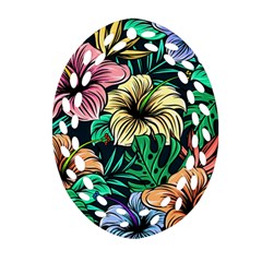 Hibiscus Flower Plant Tropical Ornament (Oval Filigree)