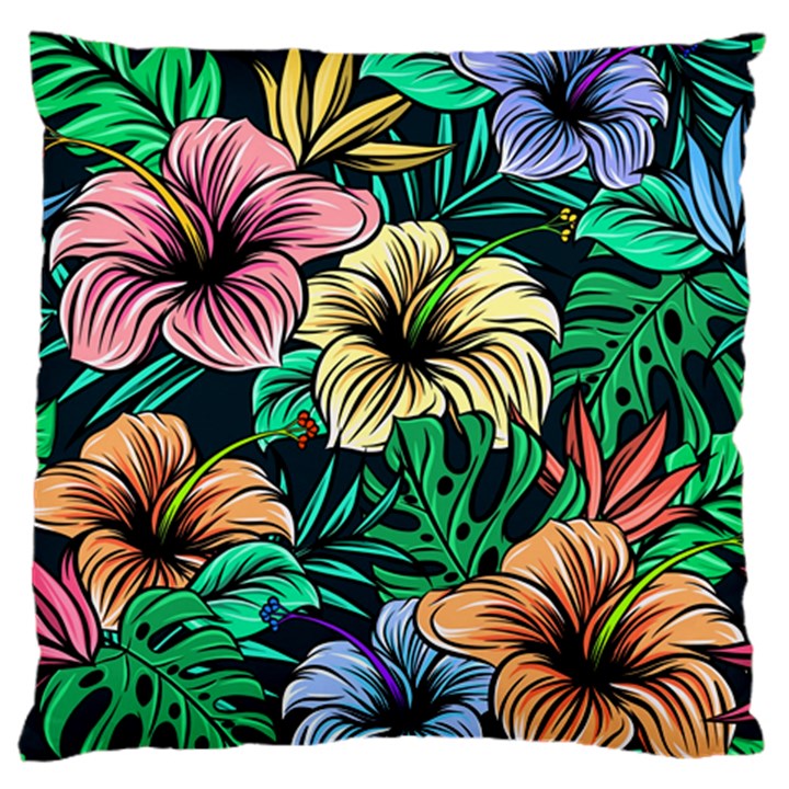 Hibiscus Flower Plant Tropical Large Cushion Case (Two Sides)