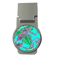 Painting Oil Leaves Reason Pattern Money Clips (round)  by Simbadda