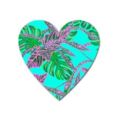 Painting Oil Leaves Reason Pattern Heart Magnet