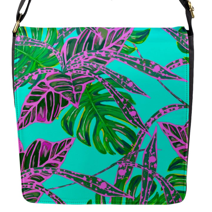 Painting Oil Leaves Reason Pattern Flap Closure Messenger Bag (S)