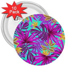 Tropical Greens Leaves Design 3  Buttons (10 Pack)  by Simbadda