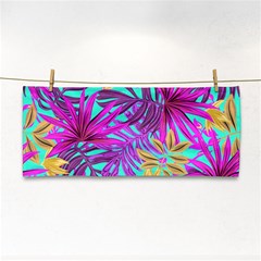 Tropical Greens Leaves Design Hand Towel by Simbadda