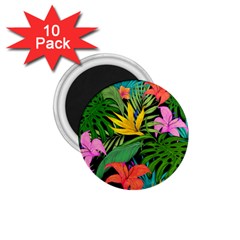 Tropical Greens Leaves Design 1.75  Magnets (10 pack) 