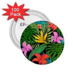 Tropical Greens Leaves Design 2.25  Buttons (100 pack) 