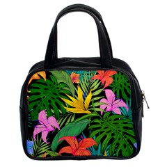 Tropical Greens Leaves Design Classic Handbag (two Sides)