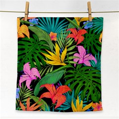 Tropical Greens Leaves Design Face Towel