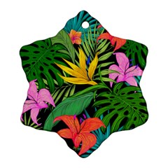 Tropical Greens Leaves Design Ornament (Snowflake)