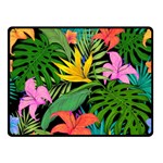 Tropical Greens Leaves Design Double Sided Fleece Blanket (Small)  45 x34  Blanket Front