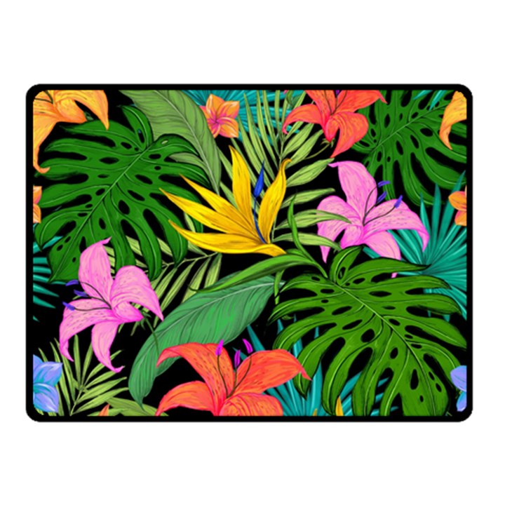 Tropical Greens Leaves Design Double Sided Fleece Blanket (Small) 