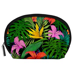 Tropical Greens Leaves Design Accessory Pouch (Large)