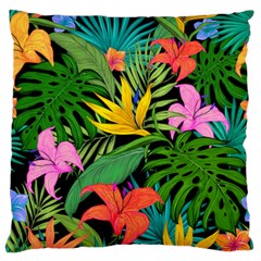 Tropical Greens Leaves Design Standard Flano Cushion Case (One Side)