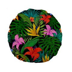 Tropical Greens Leaves Design Standard 15  Premium Flano Round Cushions