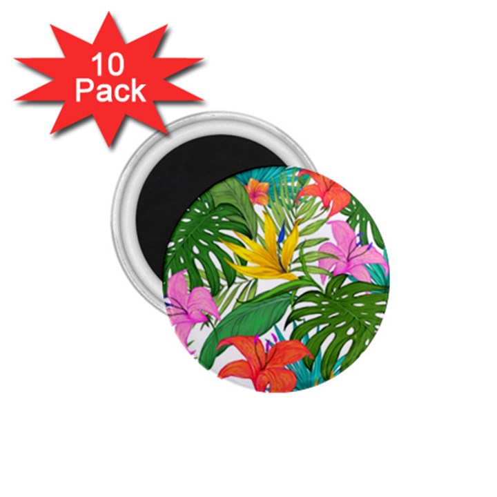 Tropical Greens Leaves Monstera 1.75  Magnets (10 pack) 