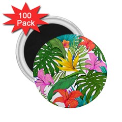 Tropical Greens Leaves Monstera 2 25  Magnets (100 Pack)  by Simbadda