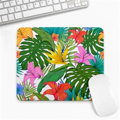 Tropical Greens Leaves Monstera Large Mousepads by Simbadda