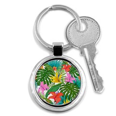 Tropical Greens Leaves Monstera Key Chain (round) by Simbadda