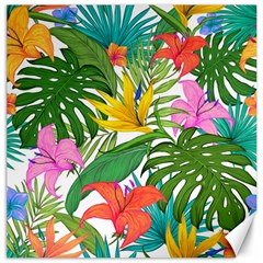 Tropical Greens Leaves Monstera Canvas 20  X 20  by Simbadda