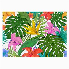 Tropical Greens Leaves Monstera Large Glasses Cloth (2 Sides) by Simbadda