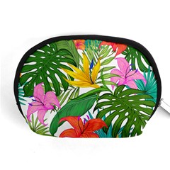 Tropical Greens Leaves Monstera Accessory Pouch (medium) by Simbadda