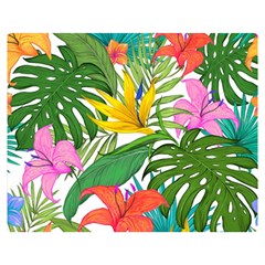 Tropical Greens Leaves Monstera Double Sided Flano Blanket (medium)  by Simbadda