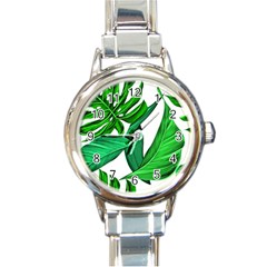 Leaves Tropical Monstera Summer Round Italian Charm Watch