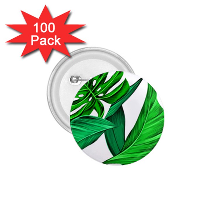 Leaves Tropical Monstera Summer 1.75  Buttons (100 pack) 