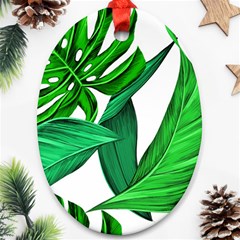 Leaves Tropical Monstera Summer Oval Ornament (two Sides) by Simbadda