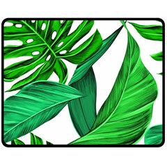 Leaves Tropical Monstera Summer Fleece Blanket (medium)  by Simbadda