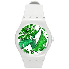 Leaves Tropical Monstera Summer Round Plastic Sport Watch (M)