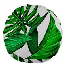 Leaves Tropical Monstera Summer Large 18  Premium Round Cushions by Simbadda