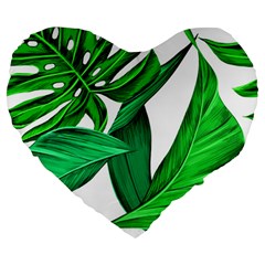 Leaves Tropical Monstera Summer Large 19  Premium Heart Shape Cushions