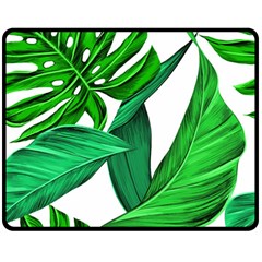 Leaves Tropical Monstera Summer Double Sided Fleece Blanket (medium)  by Simbadda